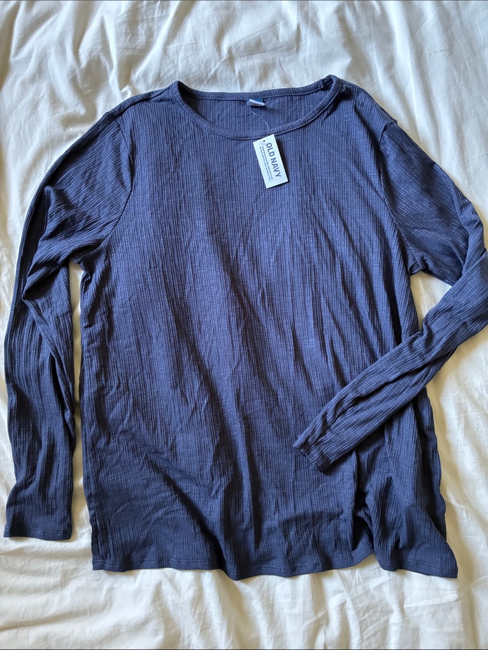 Old Navy Women's Long Sleeve Ribbed Tee - Navy Blue